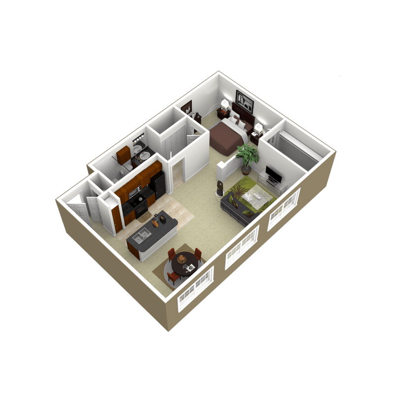 Floor plan for studio, 1 bath, 1050 sqft
